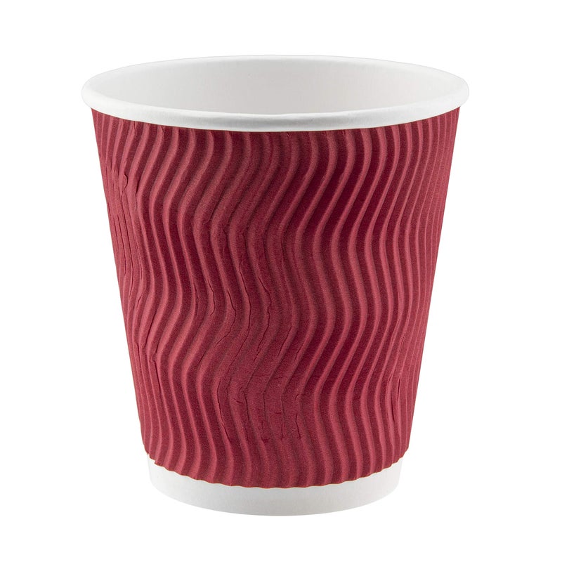 NYHI Set of 150 Ripple Insulated Red Paper Cups CoffeeTea Hot Cups Recyclable 3 Layer Rippled Wall For Better Insulation Perfect for Cappuccino Hot Cocoa or Iced Drinks 8 ounce - Image 4